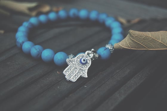 Image of Turquoise Blue "Hamsa" Aura Bead