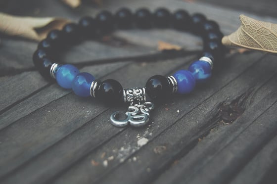 Image of Black & Blue "Om" Aura Bead