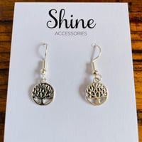 Image 2 of Set of 5 pairs tree of life Tibetan silver plated earrings