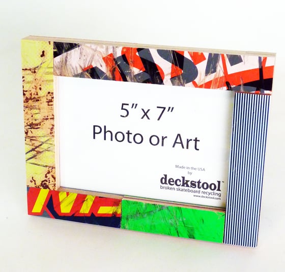 Image of Picture Frame for 5x7 photo. Made from Recycled Skateboards by Deckstool