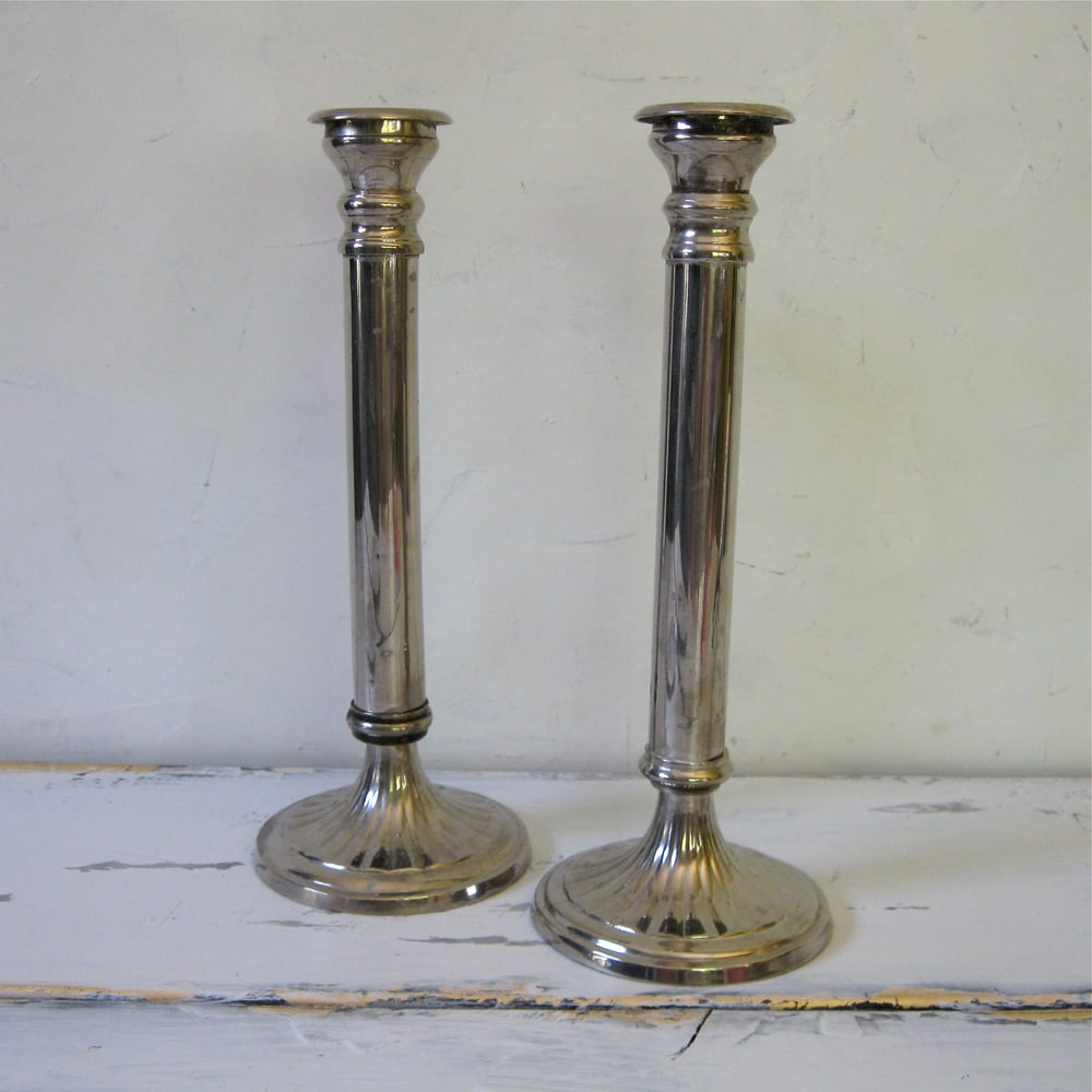 Image of Tall Silver Pedistal Candleholders