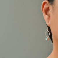 Image 2 of Lapis lazuli earrings sterling silver sunstone rainbow moonstone lotus loop