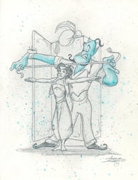 Image 4 of Aladdin Pencil and Watercolor Original Selection