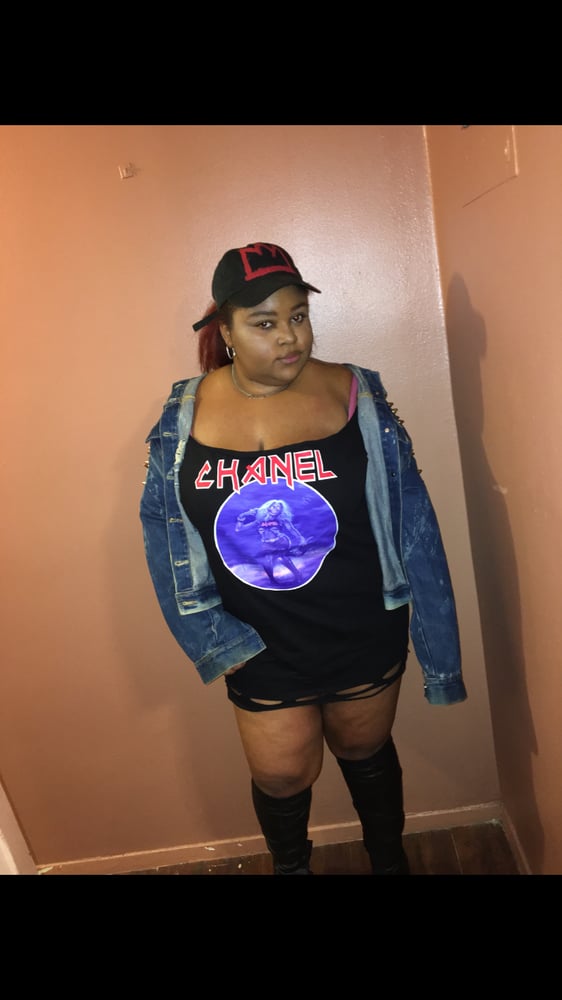 Image of "CHANEL" draped Tee