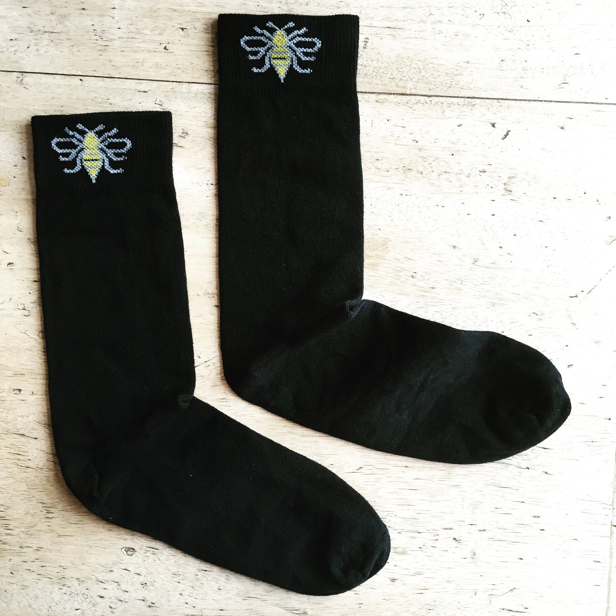 Image of Manchester Bee Socks in Black Cotton