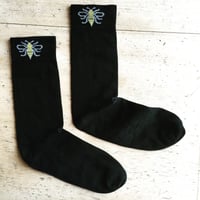 Image 2 of Manchester Bee Socks in Black Cotton