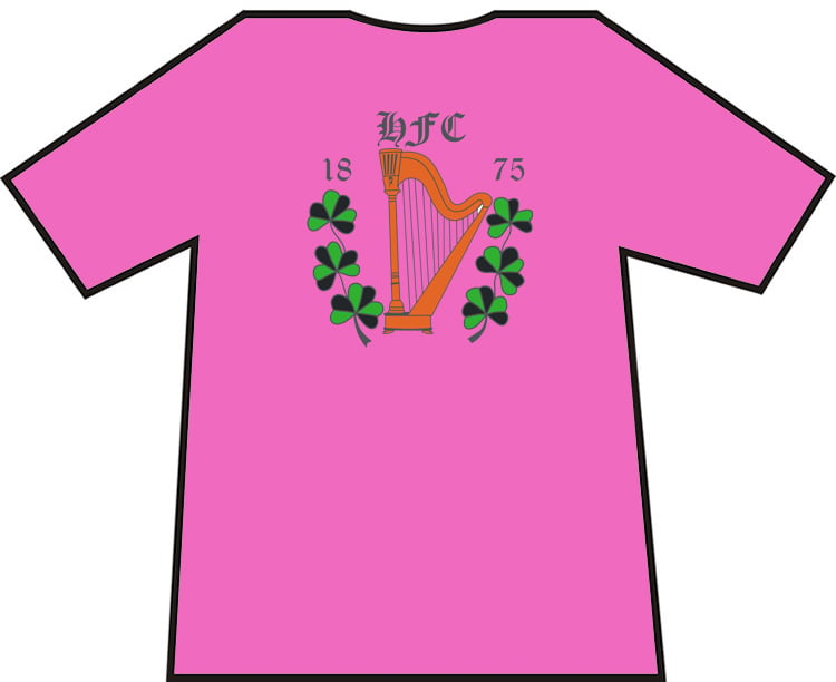 Hibs, Hibernian, HFC 1875 Harp & Shamrock T-shirts.