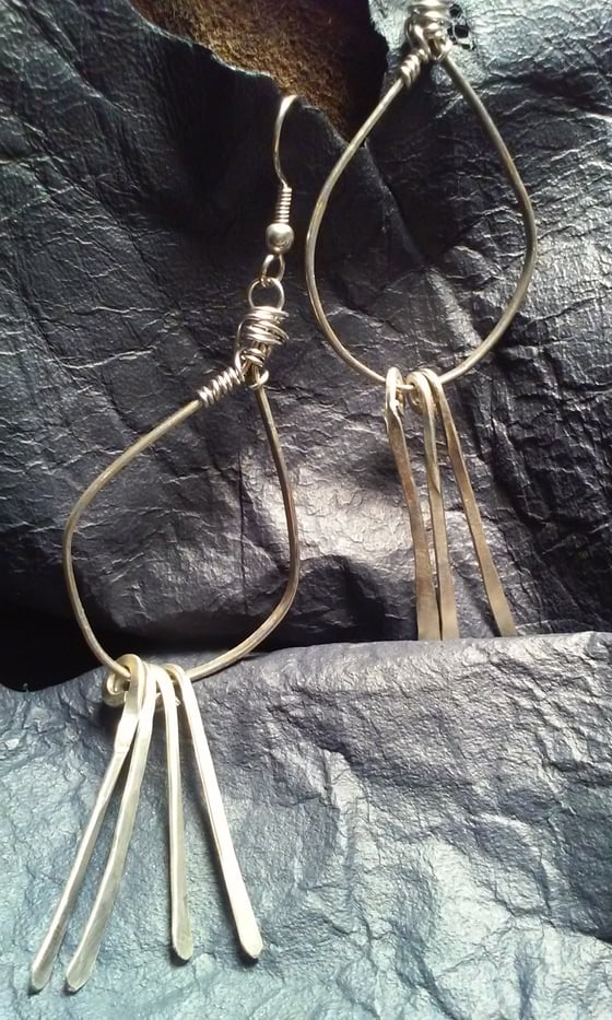 Image of Hammered Silver Dangle Earrings