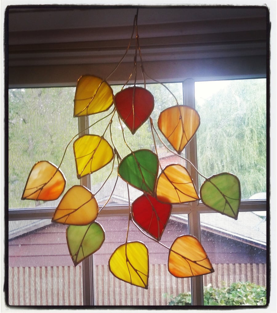 Image of Aspen Leaf Collage - stained glass