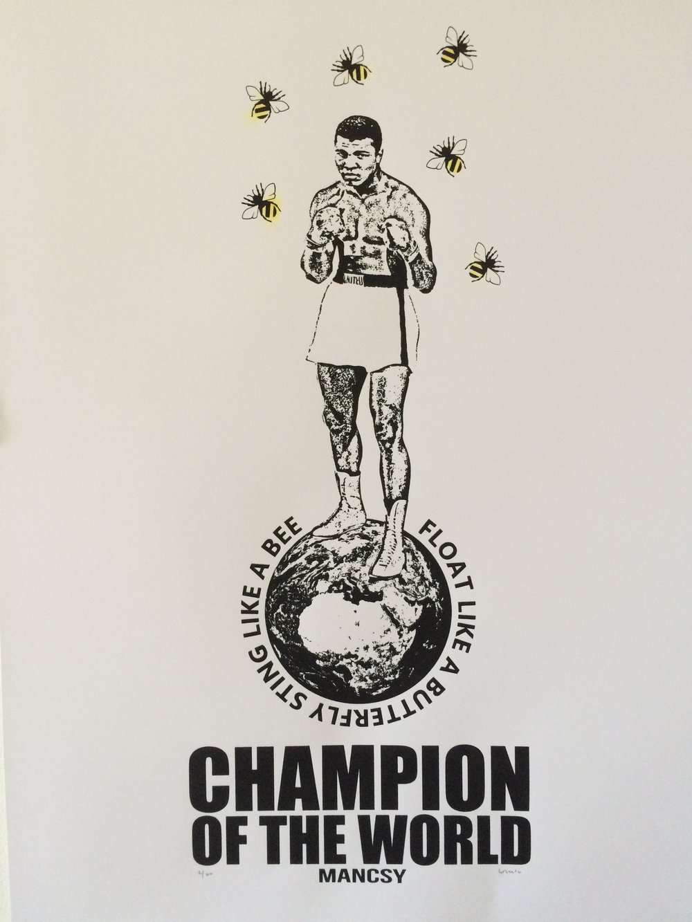 Image of A2 Sting like a bee #Ali screen print 