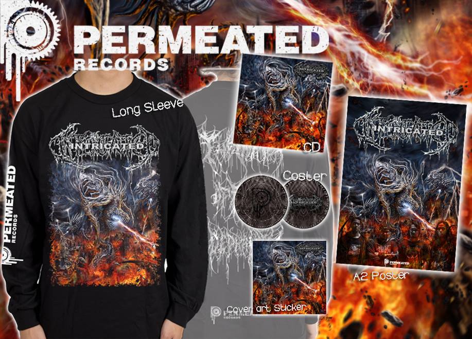 Image of Intricated - Vortex Of Fatal Depravity CD + Longsleeve + Poster + Coster Combo