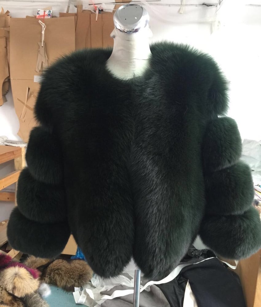 Image of Real fox fur coat winter