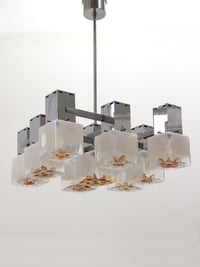 Modernist Chandelier with Mazzega Glass Cubes, 1970s