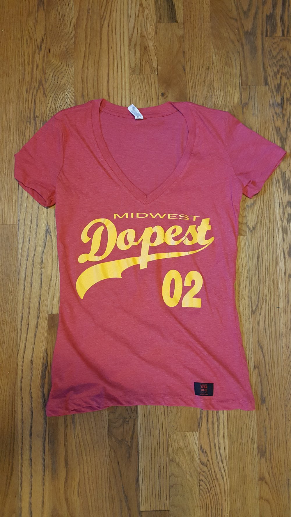 Image of MidWest Dopest V-neck Red & Gold 