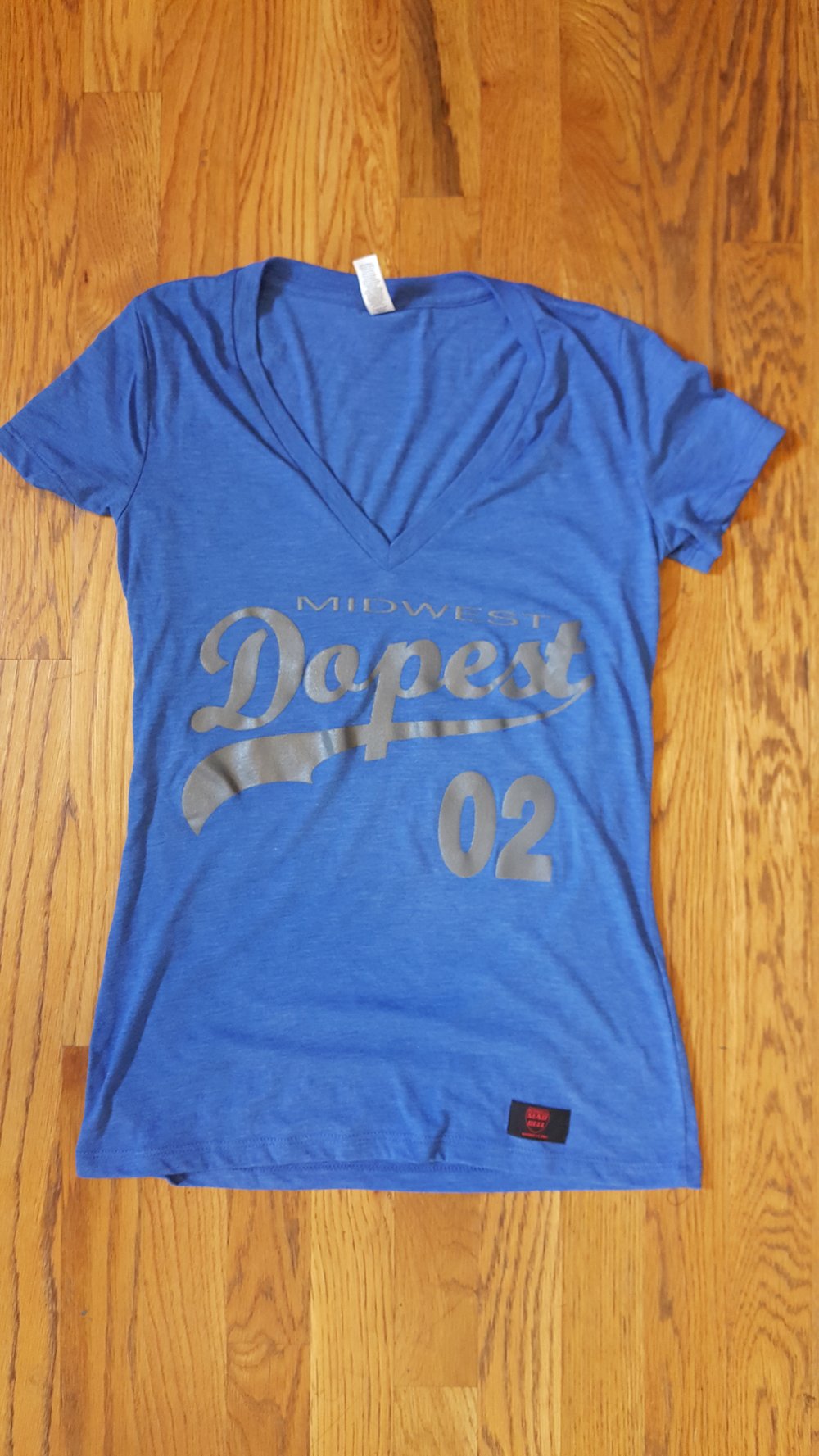 Image of MidWest Dopest Women's Vintage V-neck Ocean Blue 