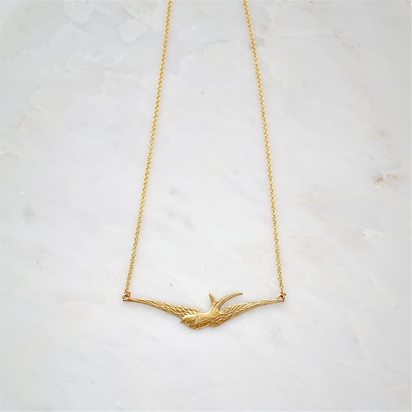 Image of Thin swallow gold necklace