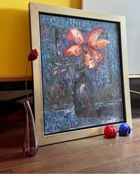 Image 2 of Impressionist Red Lily Oil on Canvas