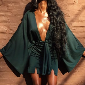 Image of 'Eliza' Deep Plunge Dress - Emerald