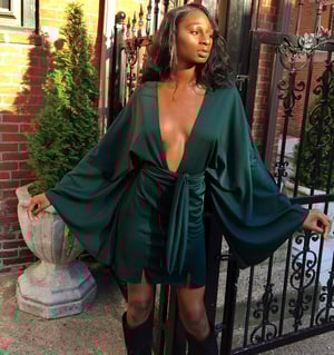 Image of 'Eliza' Deep Plunge Dress - Emerald