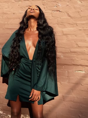 Image of 'Eliza' Deep Plunge Dress - Emerald