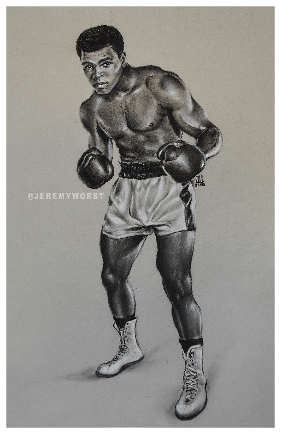 Image of JEREMY WORST " Muhammad Ali " Sketch Artwork ebay etsy Fine Art boxing Cassius Clay