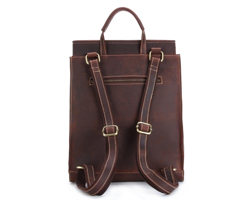 Image of Handcrafted Vintage Style Top Grain Leather Backpack Travel Backpack Unisex Backpack 8904