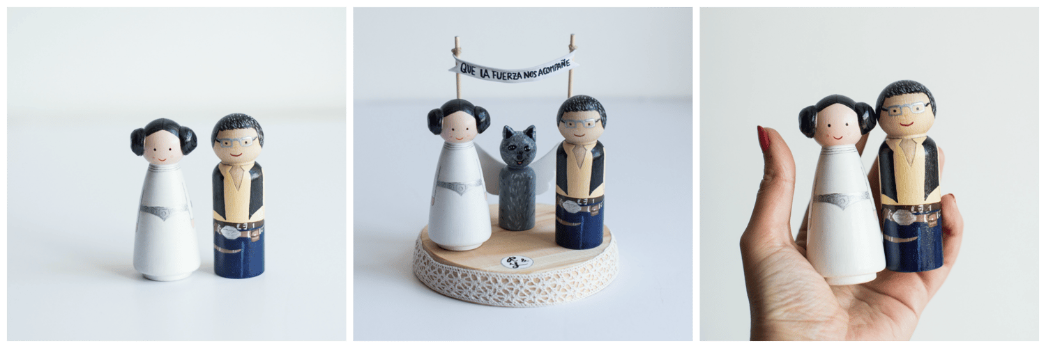 Image of Figuras de madera para tarta de Boda, originales y divertidas.
