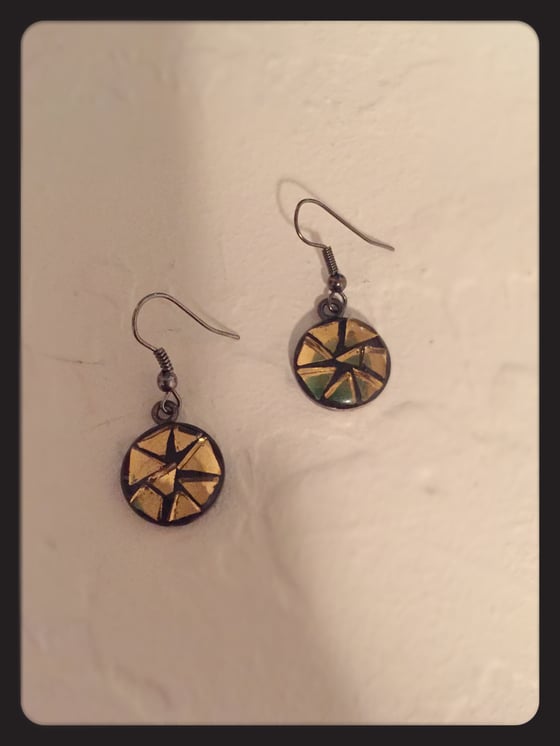 Image of Gold Mirror Mosaic Earrings