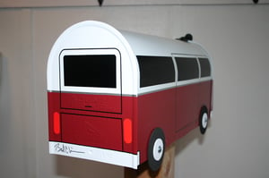 Image of Red Bay Window Two Tone Volkswagen Bus Mailbox By TheBusBox - Choose Your Color