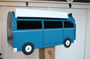 Image of Teal Volkswagen Camper Bay Window Bus Mailbox By TheBusBox - Choose Your Color