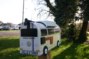 Image of Custom Herbie Style Volkswagen Bay Window Camper Bus Mailbox by TheBusBox