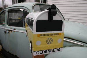 Image of Yellow Bay Window Two Tone Volkswagen Bus Mailbox by TheBusBox - Choose Your Color