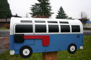 Image of Blue 21 Window Made To Order Volkswagen Bus - Blue Mailbox by TheBusBox - Choose Your Color