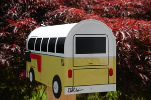 Image of Yellow Volkswagen Split Window Bus Mailbox by TheBusBox - Choose Your Color