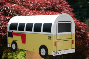 Image of Yellow Volkswagen Split Window Bus Mailbox by TheBusBox - Choose Your Color