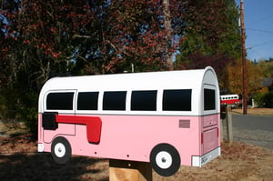 Image of Pink Volkswagen Split Window Bus by TheBusBox - Choose Your Color VW Splitty