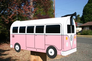 Image of Pink Volkswagen Split Window Bus by TheBusBox - Choose Your Color VW Splitty