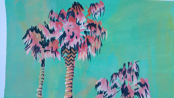 Image of 'Peachy Palms' Original Painting 