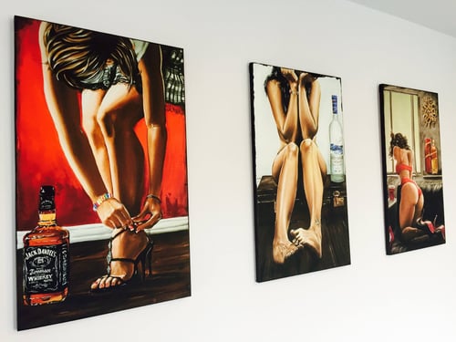 Image of JEREMY WORST Wings sexy girl back open legs  Artwork Signed Print poster