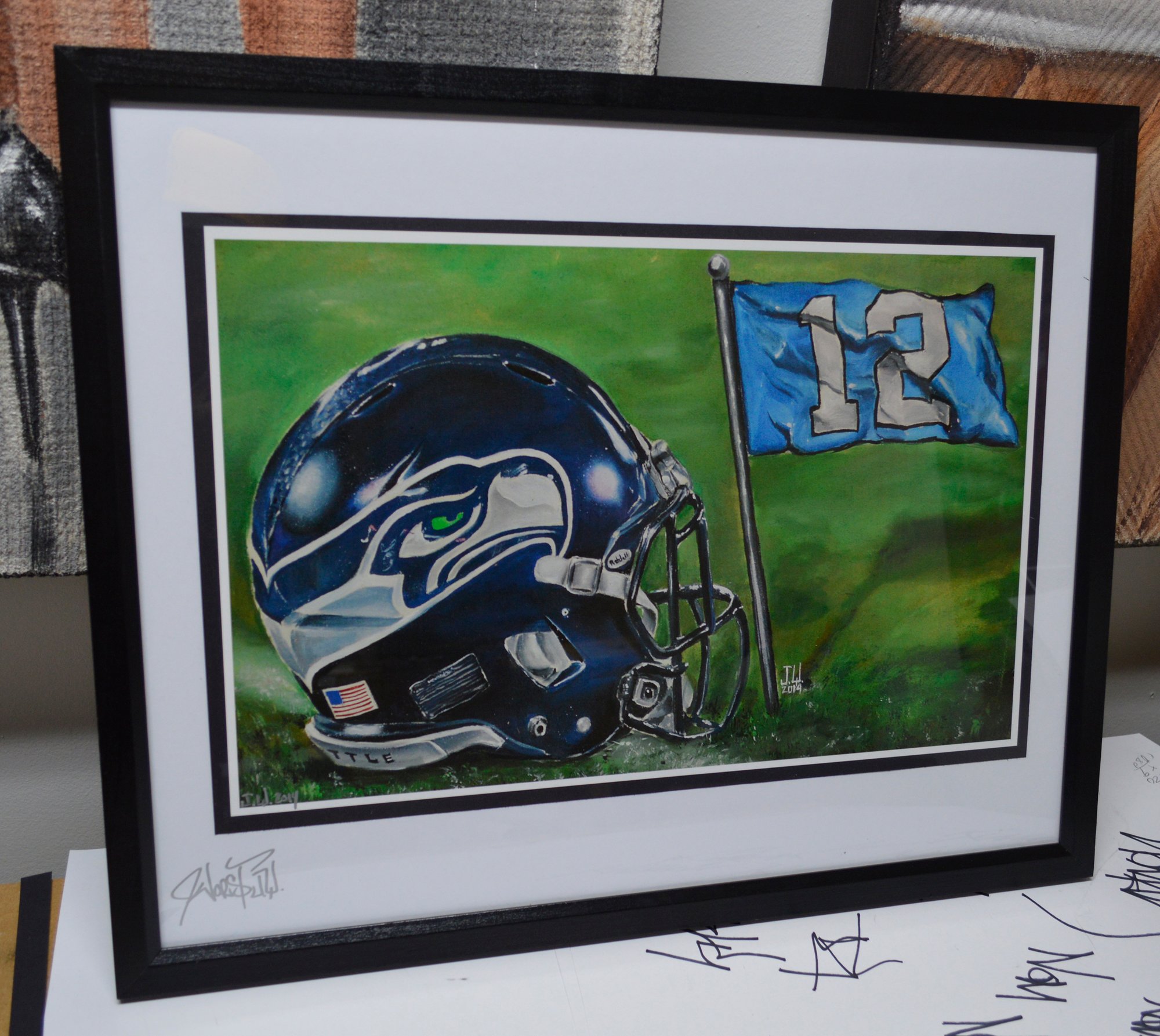 JEREMY WORST Seattle Seahawks Painting Print Artwork helmet nfl football  helmet player sports