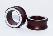 Image of Red Wood and White Line Enamel Organic Ear Tunnels