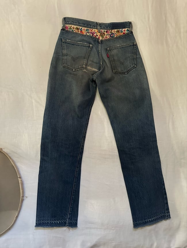 super old Levi Strauss hand embroidered denim jeans 501