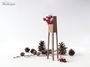 Image of Modern wood vase "Tower" - dry flower vase - table centerpiece - handmade wood vase