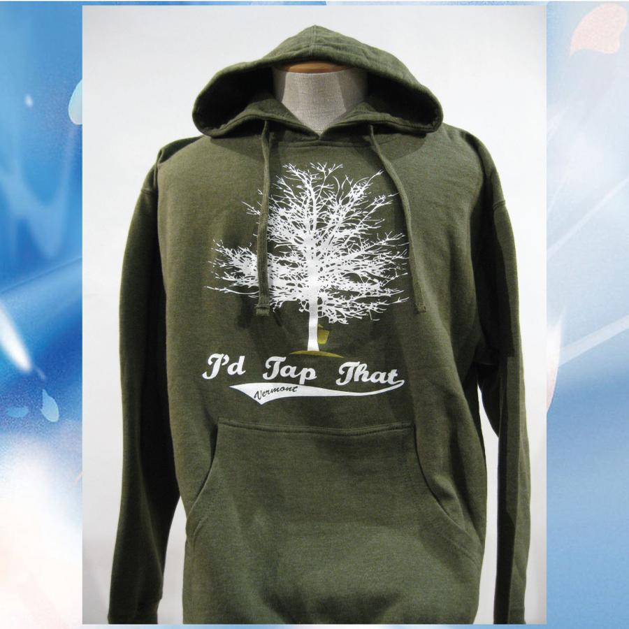 Image of I'd Tap That - Maple Syrup Tree - Vermont Hooded Sweatshirt - Vermont Hoodie - Moss Green