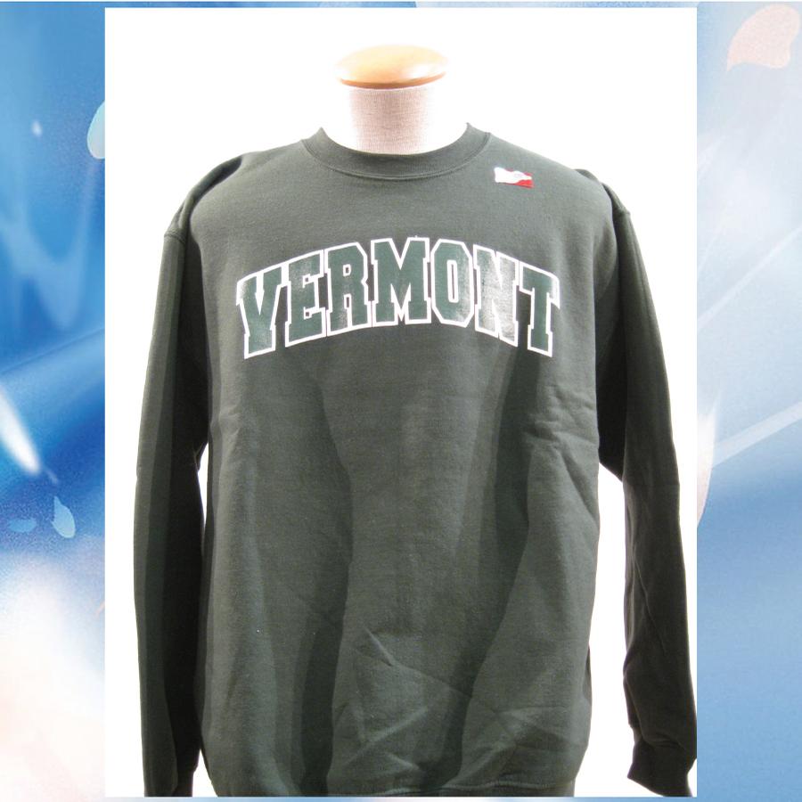Image of Vermont Arch Sweatshirt on Forest Green Crew Neck with white/green Arch - University of Vermont Crew