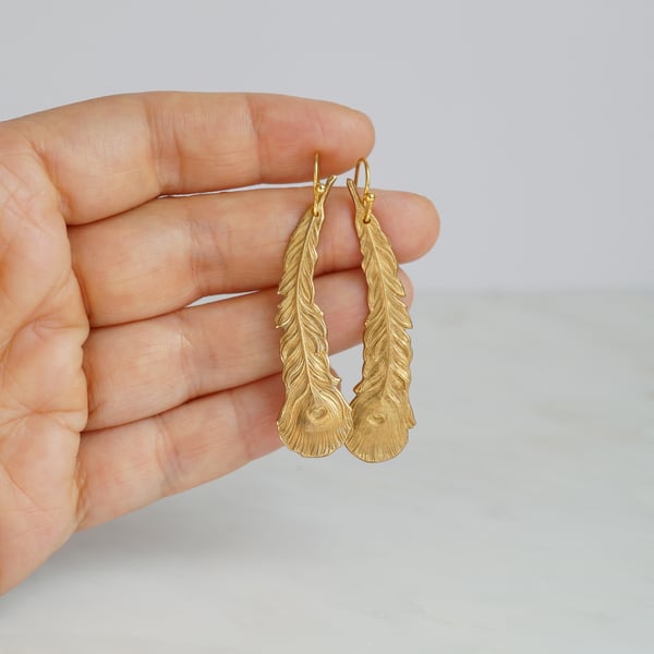 Image of Peacock feather earrings