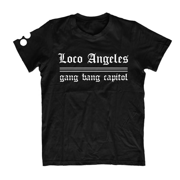 Image of LOCO ANGELES - BLACK T-SHIRT/WHITE LETTERS