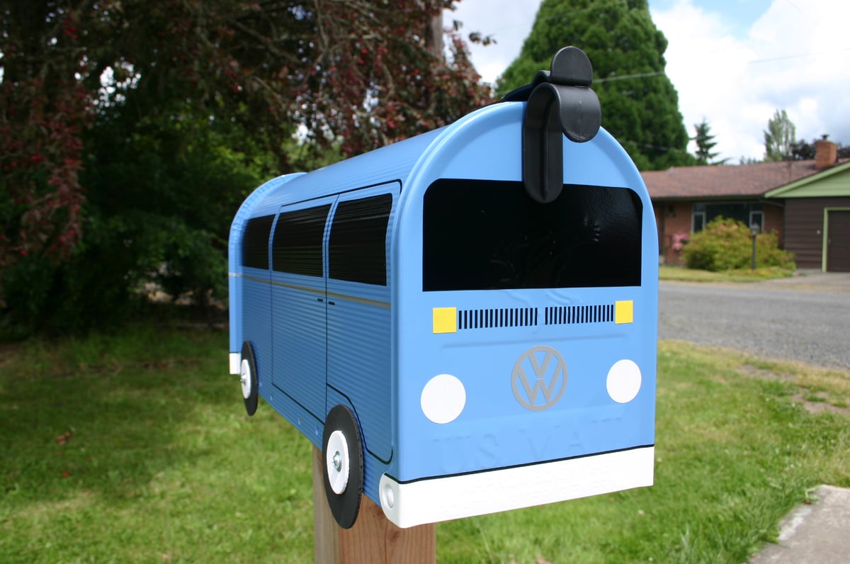 Blue Bay Window Volkswagen Bus Mailbox by TheBusBox VW | TheBusBox