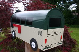 Image of Volkswagen Bus Mailbox by TheBusBox Green and Cream