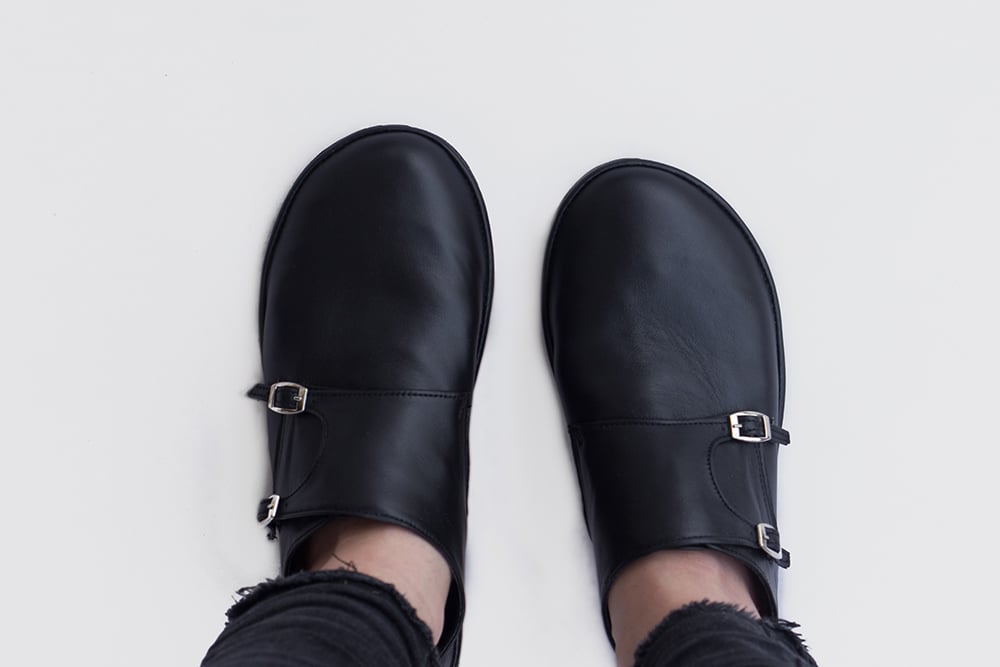 Monk Double Strap in Matte Black | The Drifter Leather handmade shoes